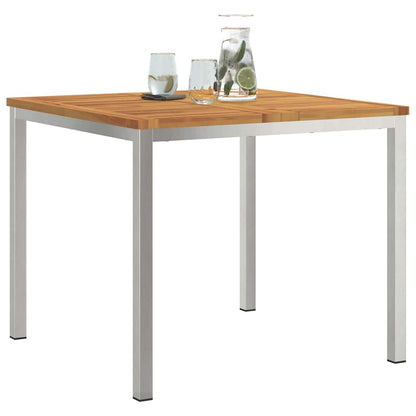 vidaXL Dining Table 90x90x75 cm Solid Acacia Wood and Stainless Steel - Brown