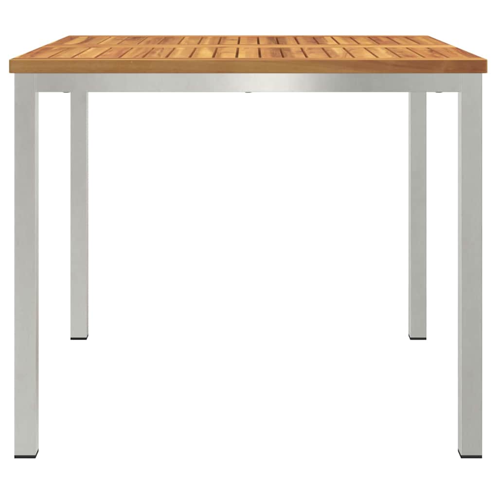 vidaXL Dining Table 90x90x75 cm Solid Acacia Wood and Stainless Steel - Brown