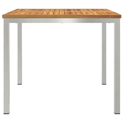 vidaXL Dining Table 90x90x75 cm Solid Acacia Wood and Stainless Steel - Brown