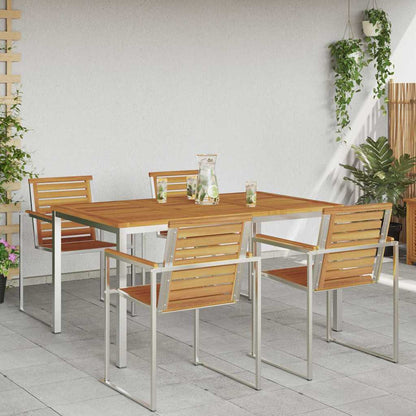 vidaXL Dining Table 150x90x75 cm Solid Acacia Wood and Stainless Steel - Brown