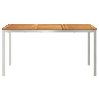 vidaXL Dining Table 150x90x75 cm Solid Acacia Wood and Stainless Steel - Brown