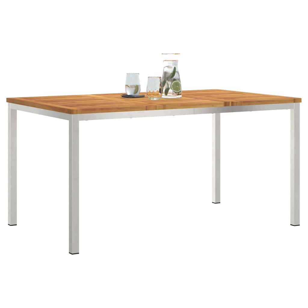 vidaXL Dining Table 150x90x75 cm Solid Acacia Wood and Stainless Steel - Brown