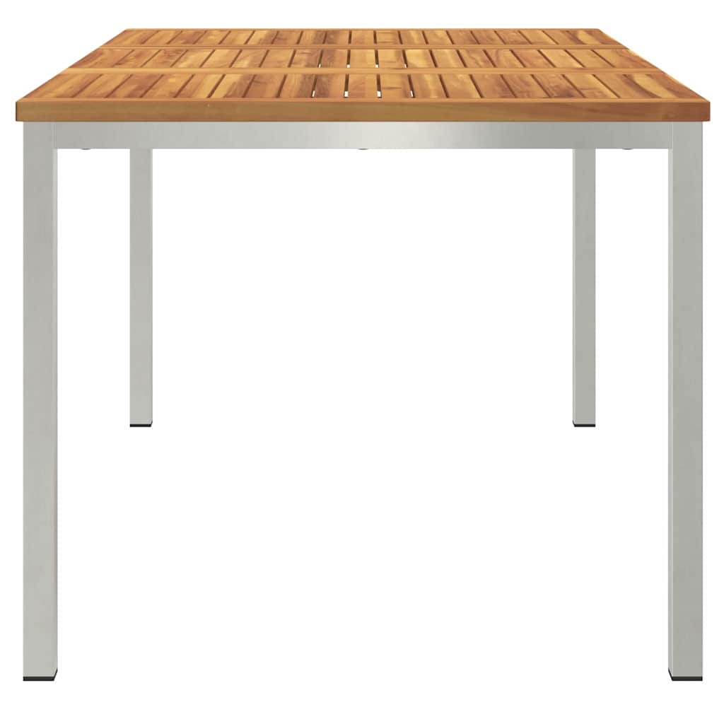 vidaXL Dining Table 150x90x75 cm Solid Acacia Wood and Stainless Steel - Brown