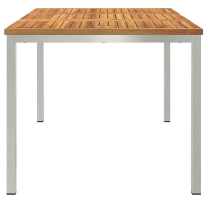 vidaXL Dining Table 150x90x75 cm Solid Acacia Wood and Stainless Steel - Brown
