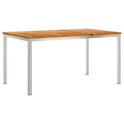 vidaXL Dining Table 150x90x75 cm Solid Teak Wood and Stainless Steel - Brown