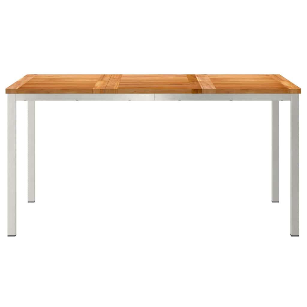 vidaXL Dining Table 150x90x75 cm Solid Teak Wood and Stainless Steel - Brown