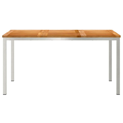 vidaXL Dining Table 150x90x75 cm Solid Teak Wood and Stainless Steel - Brown