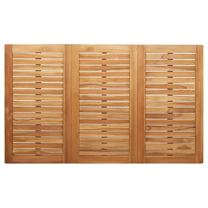 vidaXL Dining Table 150x90x75 cm Solid Teak Wood and Stainless Steel - Brown