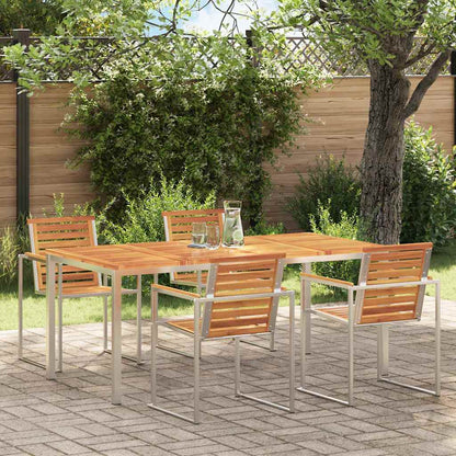 vidaXL Dining Table 180x90x75 cm Solid Acacia Wood and Stainless Steel - Brown