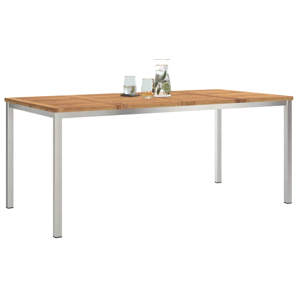 vidaXL Dining Table 180x90x75 cm Solid Acacia Wood and Stainless Steel - Brown