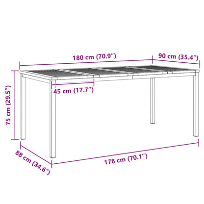 vidaXL Dining Table 180x90x75 cm Solid Acacia Wood and Stainless Steel - Brown
