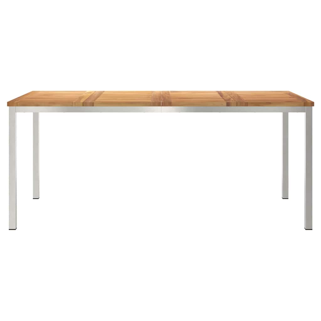 vidaXL Dining Table 180x90x75 cm Solid Teak Wood and Stainless Steel - Brown
