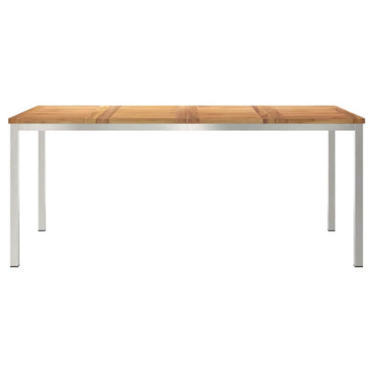 vidaXL Dining Table 180x90x75 cm Solid Teak Wood and Stainless Steel - Brown