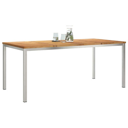 vidaXL Dining Table 180x90x75 cm Solid Teak Wood and Stainless Steel - Brown