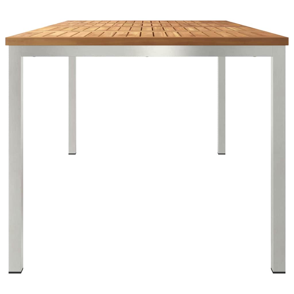 vidaXL Dining Table 180x90x75 cm Solid Teak Wood and Stainless Steel - Brown