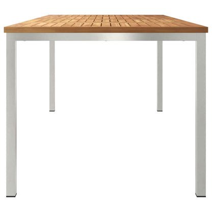 vidaXL Dining Table 180x90x75 cm Solid Teak Wood and Stainless Steel - Brown