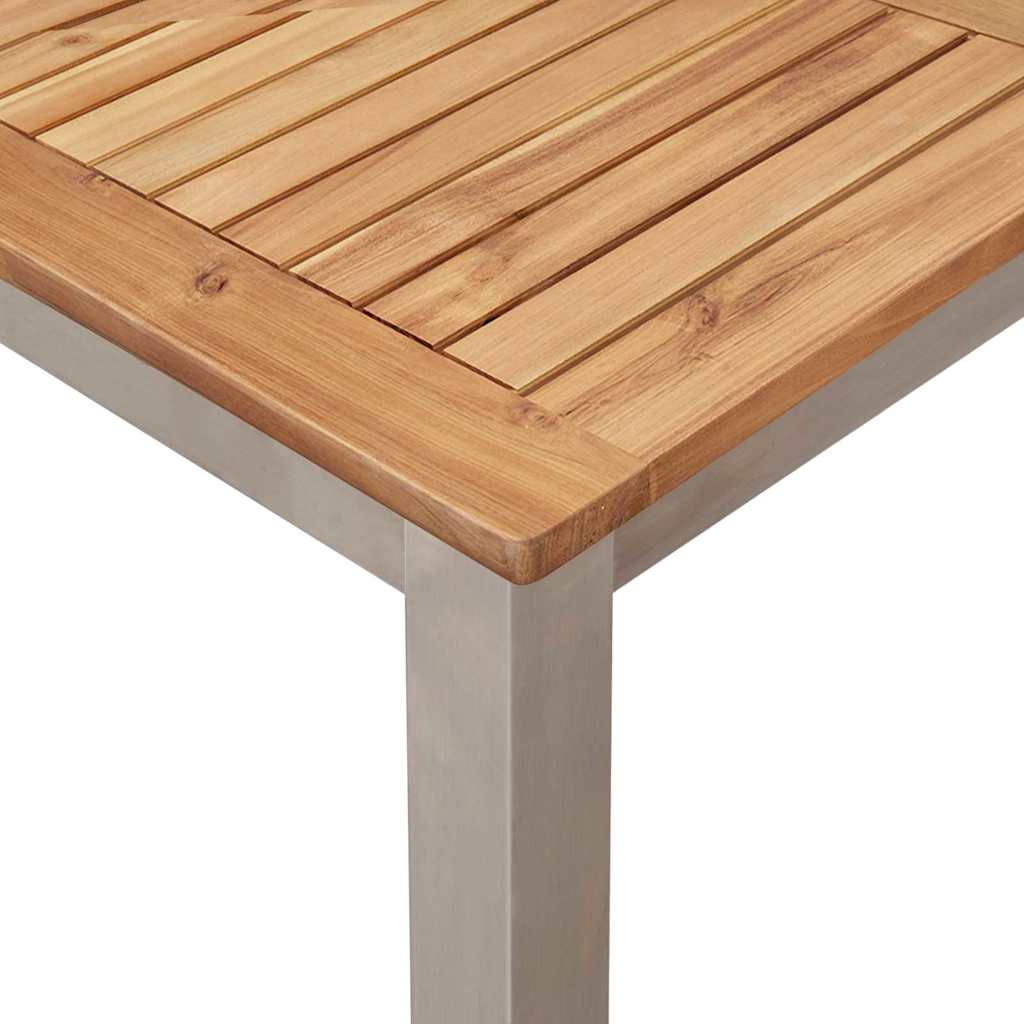 vidaXL Dining Table 200x90x75 cm Solid Acacia Wood and Stainless Steel - Brown