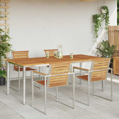 vidaXL Dining Table 200x90x75 cm Solid Acacia Wood and Stainless Steel - Brown