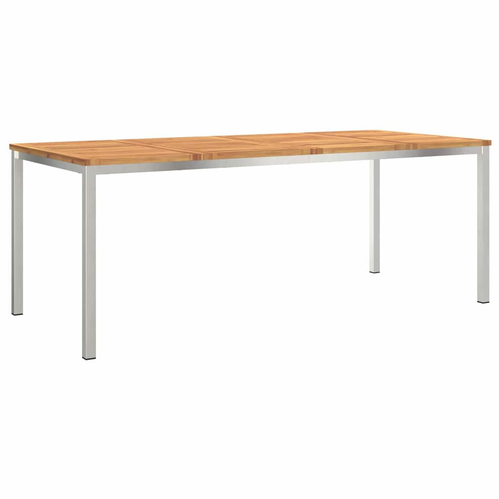 vidaXL Dining Table 200x90x75 cm Solid Acacia Wood and Stainless Steel - Brown
