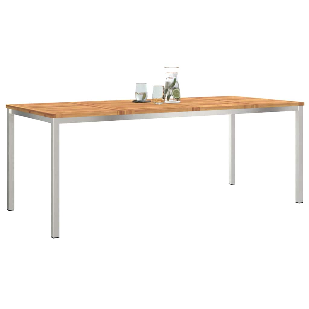 vidaXL Dining Table 200x90x75 cm Solid Acacia Wood and Stainless Steel - Brown