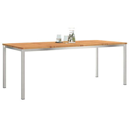 vidaXL Dining Table 200x90x75 cm Solid Acacia Wood and Stainless Steel - Brown