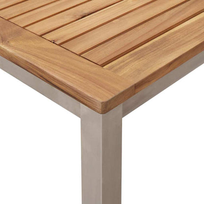 vidaXL Dining Table 200x90x75 cm Solid Teak Wood and Stainless Steel - Brown