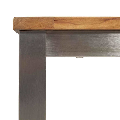 vidaXL Dining Table 200x90x75 cm Solid Teak Wood and Stainless Steel - Brown