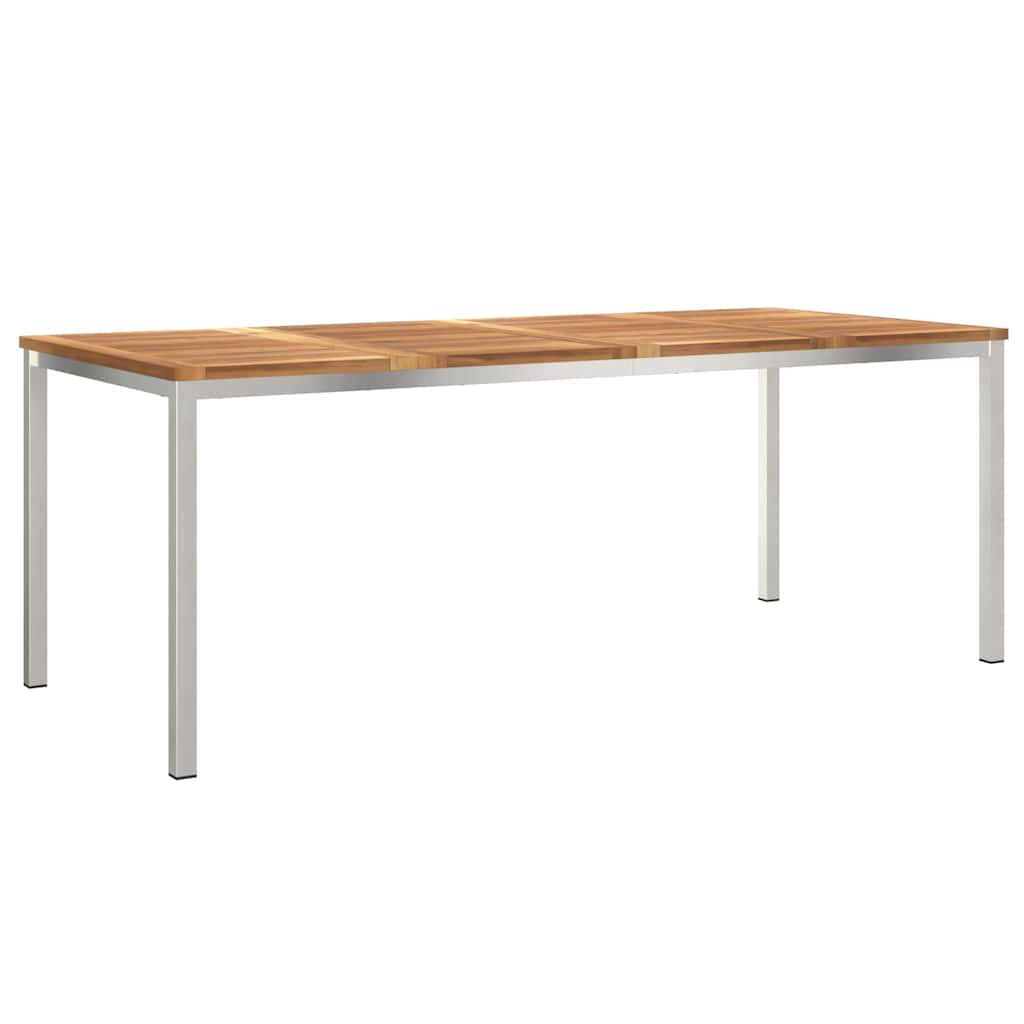 vidaXL Dining Table 200x90x75 cm Solid Teak Wood and Stainless Steel - Brown