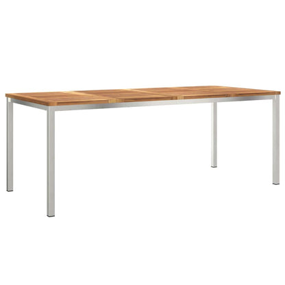 vidaXL Dining Table 200x90x75 cm Solid Teak Wood and Stainless Steel - Brown