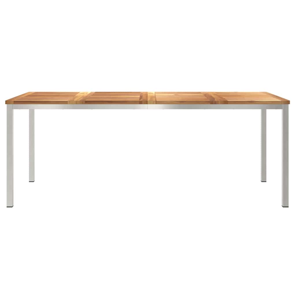 vidaXL Dining Table 200x90x75 cm Solid Teak Wood and Stainless Steel - Brown
