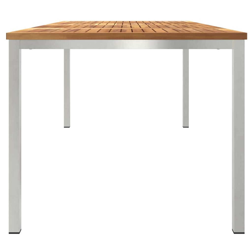 vidaXL Dining Table 200x90x75 cm Solid Teak Wood and Stainless Steel - Brown