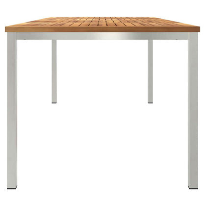 vidaXL Dining Table 200x90x75 cm Solid Teak Wood and Stainless Steel - Brown