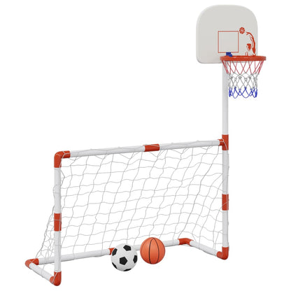 vidaXL Children's Football and Basketball Set with Balls 98x50x70 cm - White