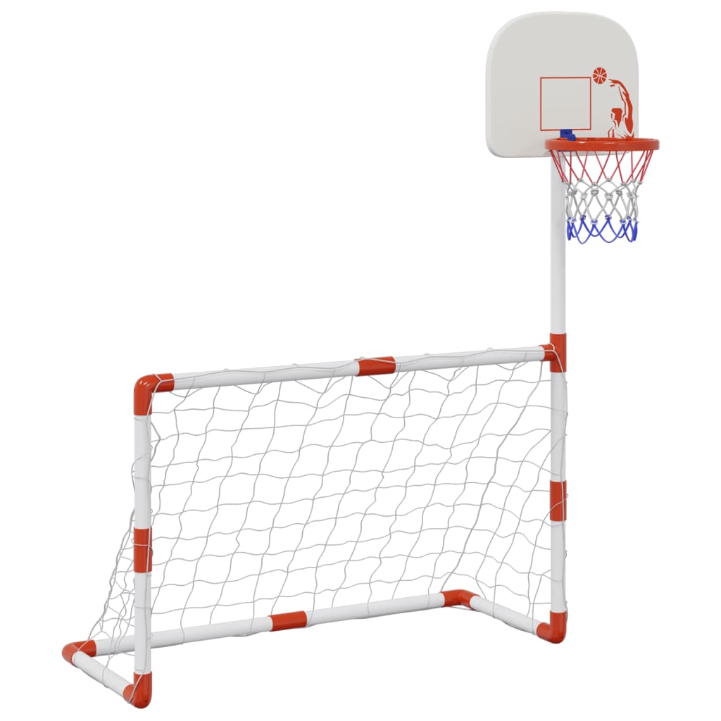 vidaXL Children's Football and Basketball Set with Balls 98x50x70 cm - White