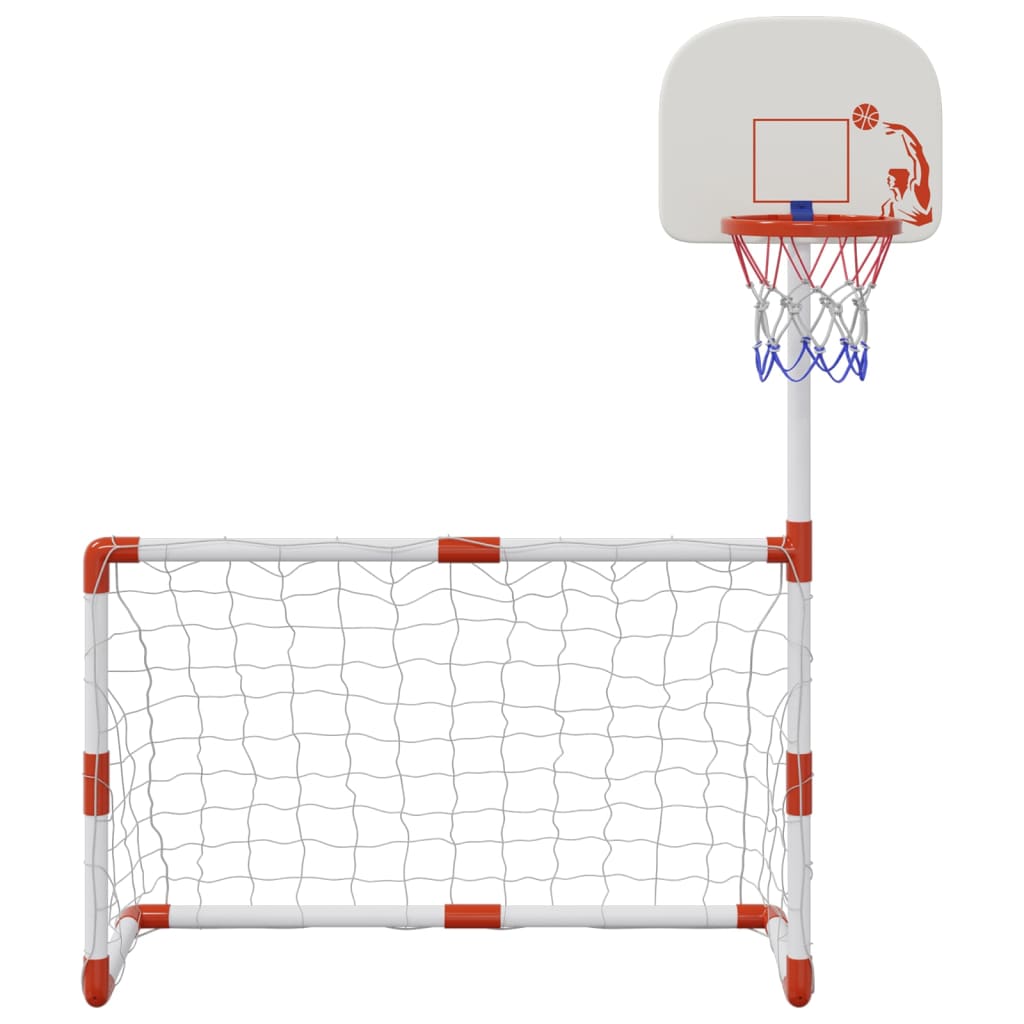 vidaXL Children's Football and Basketball Set with Balls 98x50x70 cm - White