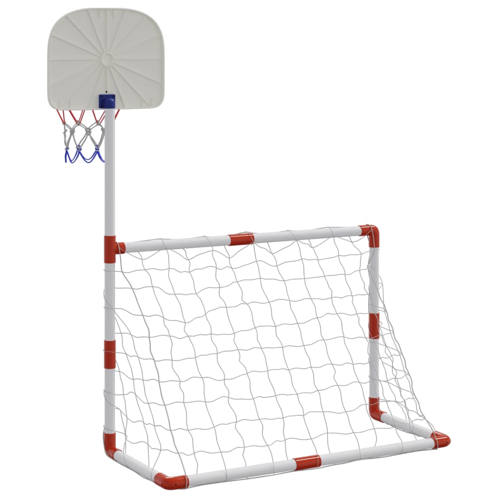 vidaXL Children's Football and Basketball Set with Balls 98x50x70 cm - White