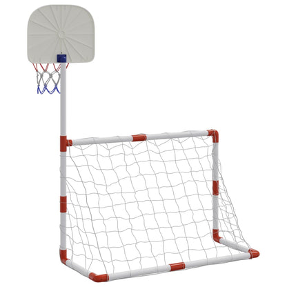 vidaXL Children's Football and Basketball Set with Balls 98x50x70 cm - White