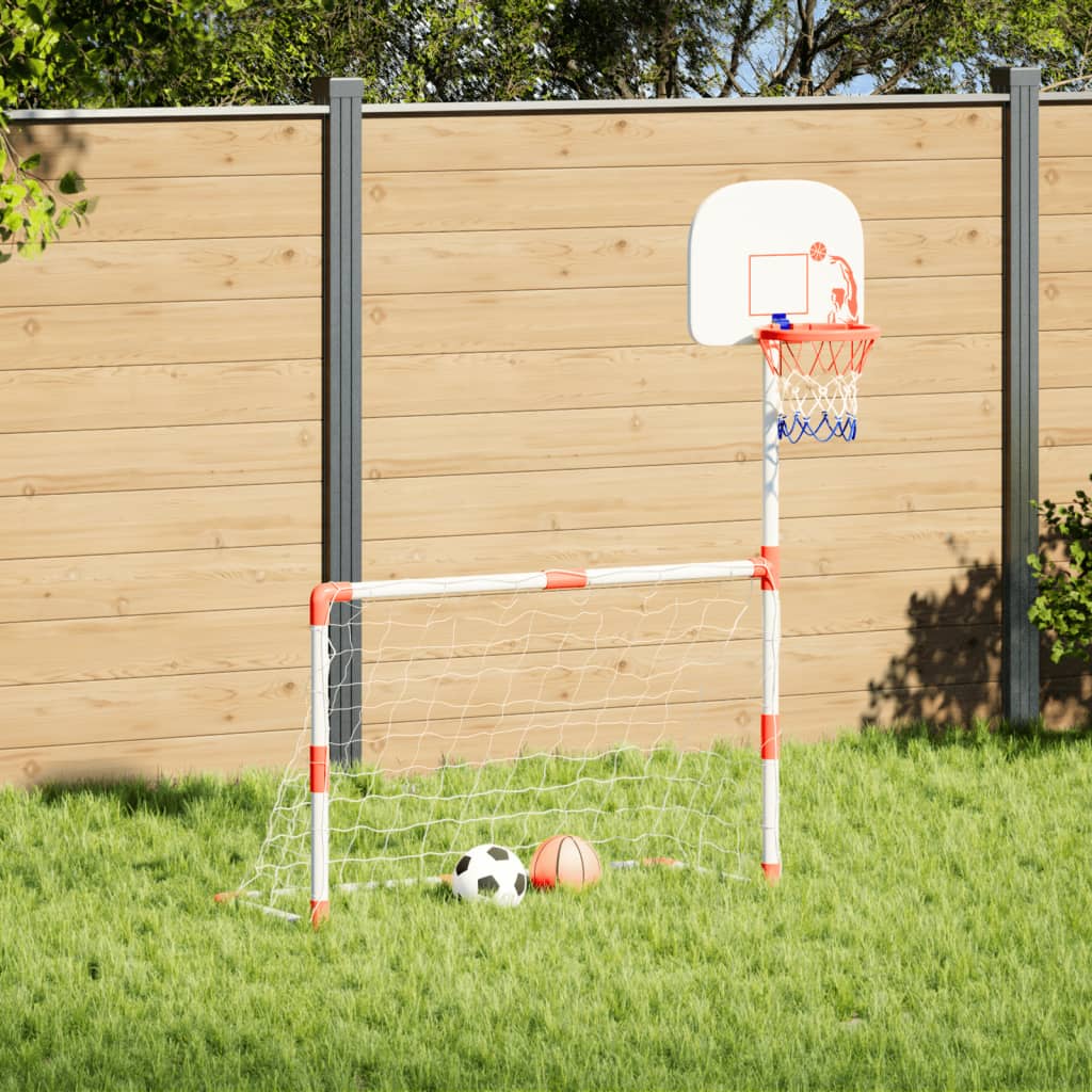 vidaXL Children's Football and Basketball Set with Balls 98x50x70 cm - White
