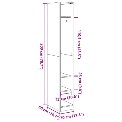 vidaXL Wardrobe White 30x50x200 cm Engineered Wood