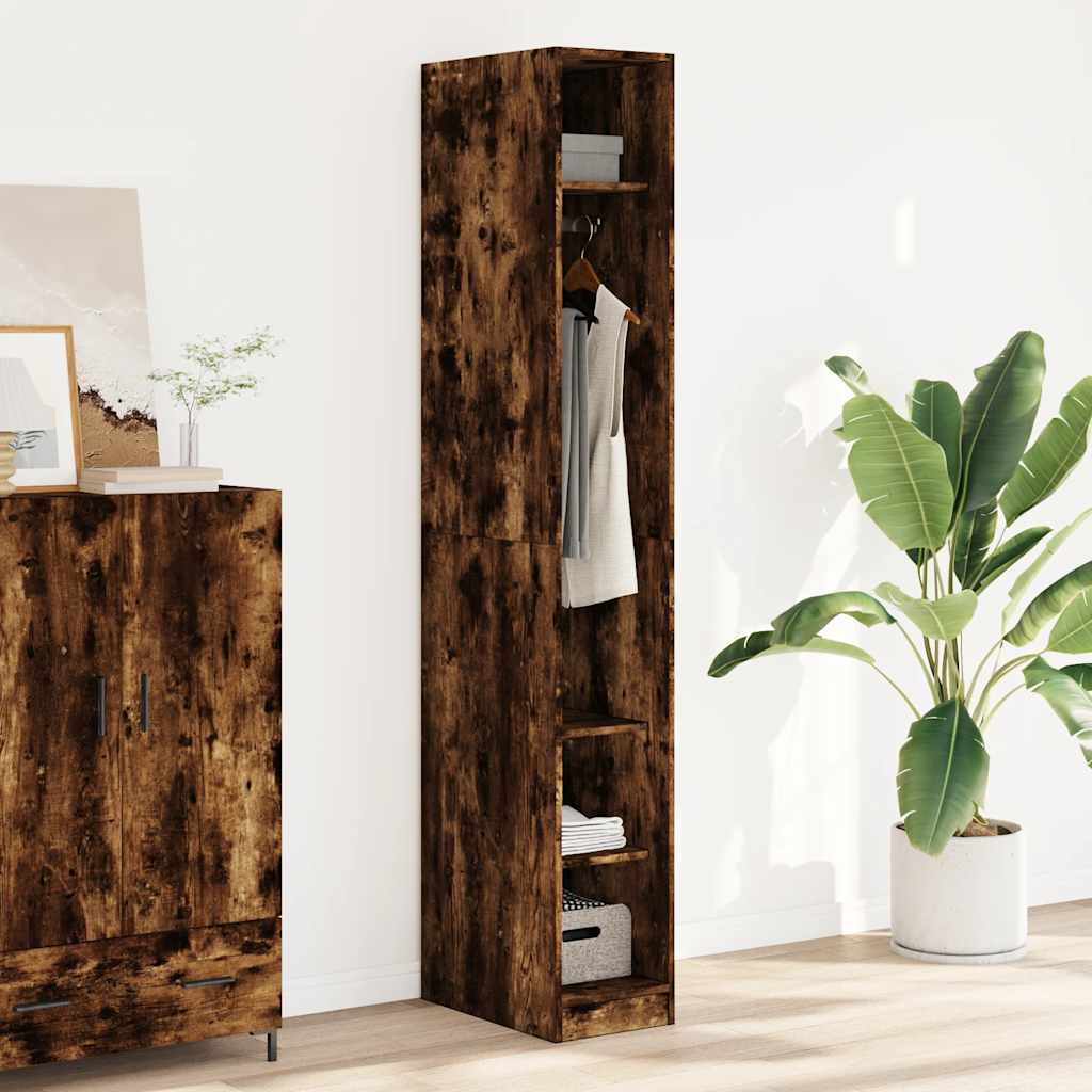 vidaXL Wardrobe Smoked Oak 30x50x200 cm Engineered Wood - Brown