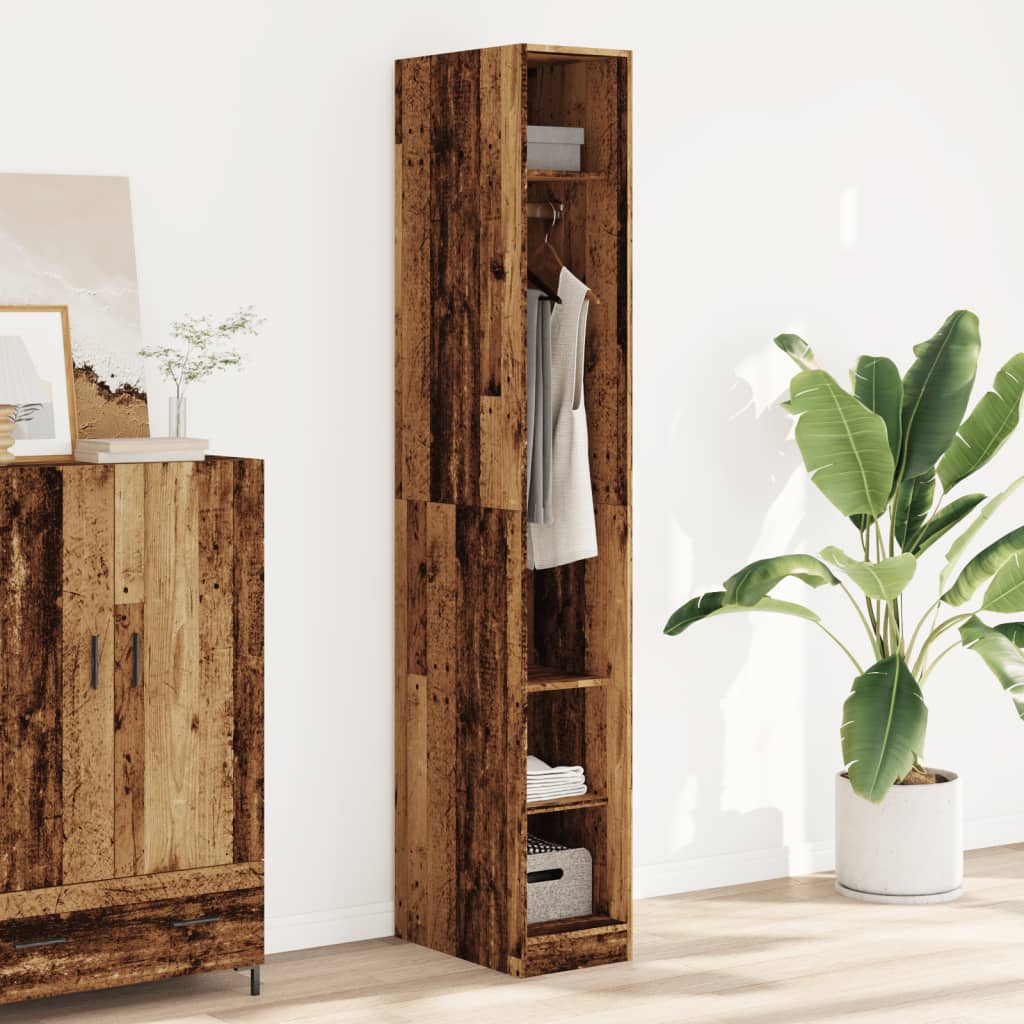 vidaXL Wardrobe Old Wood 30x50x200 cm Engineered Wood - Brown
