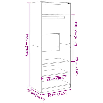 vidaXL Wardrobe Smoked Oak 80x50x200 cm Engineered Wood - Brown