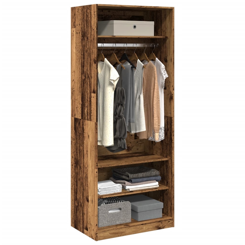 vidaXL Wardrobe Old Wood 80x50x200 cm Engineered Wood - Brown
