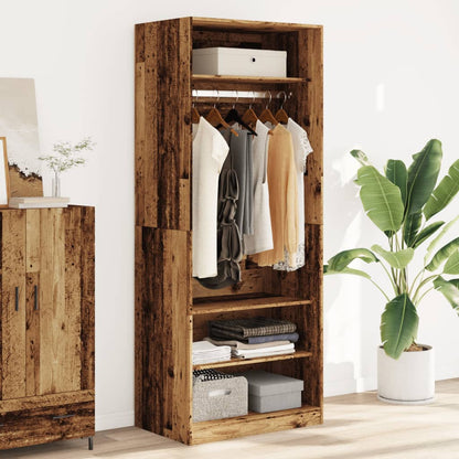 vidaXL Wardrobe Old Wood 80x50x200 cm Engineered Wood - Brown