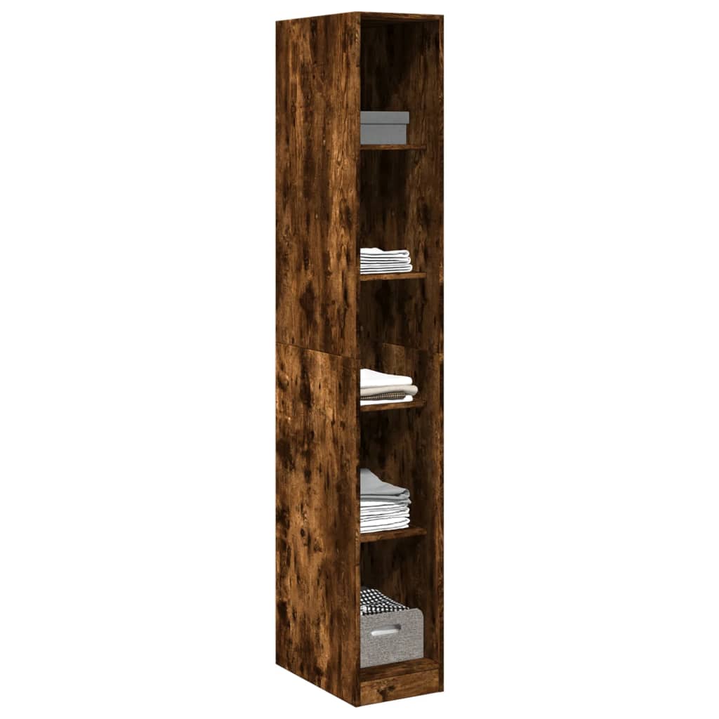 vidaXL Wardrobe Smoked Oak 30x50x200 cm Engineered Wood - Brown - 65714
