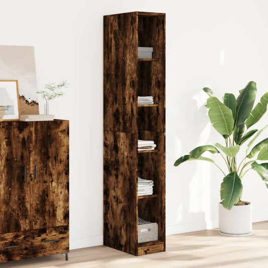 vidaXL Wardrobe Smoked Oak 30x50x200 cm Engineered Wood - Brown - 65714