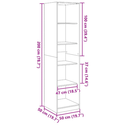 vidaXL Wardrobe Smoked Oak 50x50x200 cm Engineered Wood - Brown