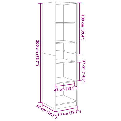 vidaXL Wardrobe Grey Sonoma 50x50x200 cm Engineered Wood
