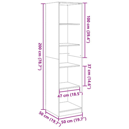 vidaXL Wardrobe Old Wood 50x50x200 cm Engineered Wood - Brown