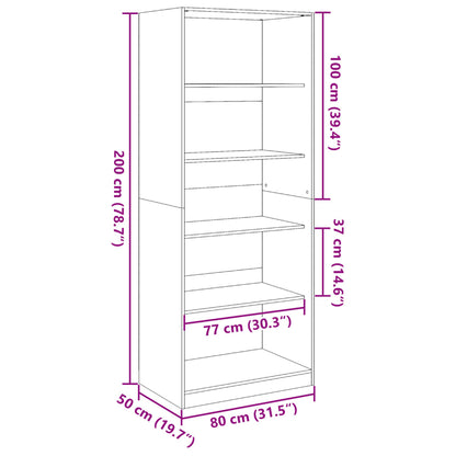 vidaXL Wardrobe White 80x50x200 cm Engineered Wood - 65771